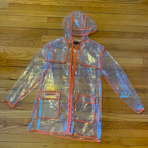 parisian Jackets & Blazers - Clear raincoat with orange piping